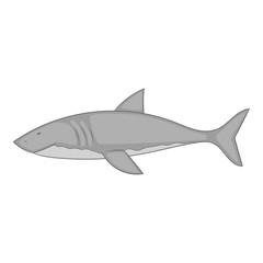 Shark icon in monochrome style isolated on white background vector illustration