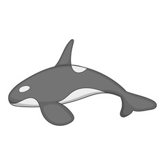 Killer whale icon in monochrome style isolated on white background vector illustration