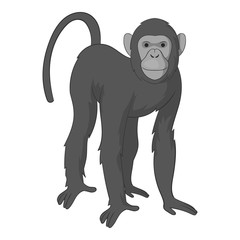 Bonobo monkey icon in monochrome style isolated on white background vector illustration