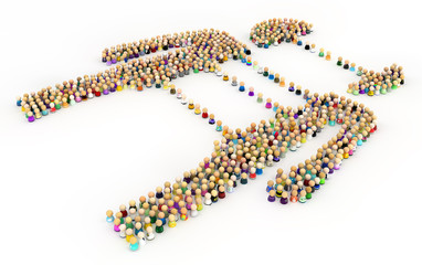 Cartoon Crowd Figure, Split Reunite