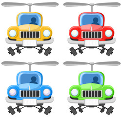 Flying Car Cartoon Color Set