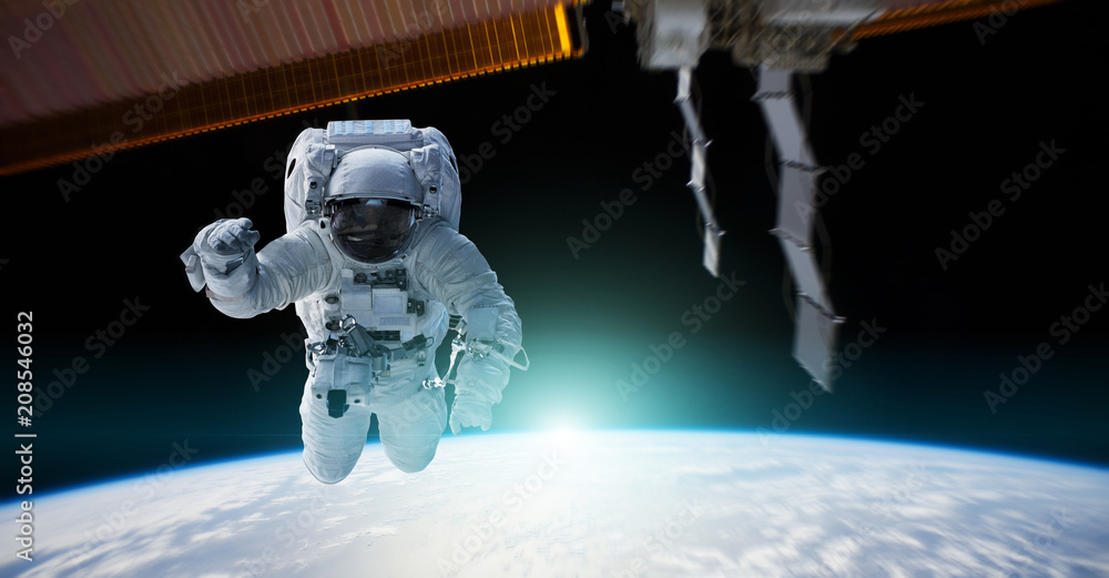 Aufkleber Astronaut working on a space station 3D rendering elements of this image furnished by NASA