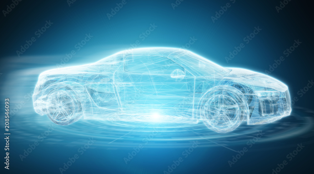 Poster modern digital smart car interface 3d rendering