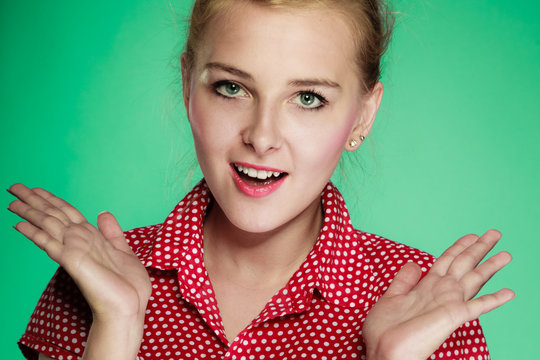 Shocked lovely pin up young girl