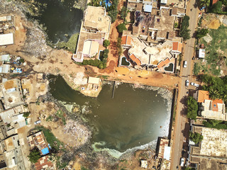 Aerial Drone view of niarela Quizambougou Niger Bamako Mali