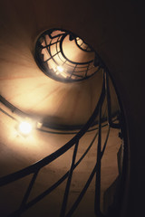 Spiral staircase in Arc de Triomphe. Paris. France