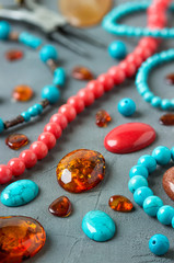  Tools, beads, accessories for making jewelry. .shallow DOF