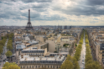 View from the Arc de Triomphe on the Eiffel tower 