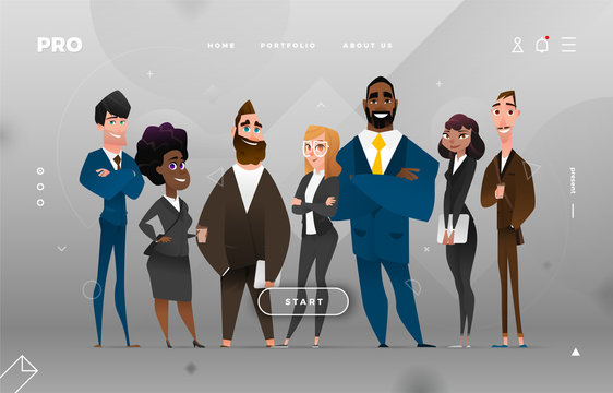 Main Page Business Design With Cartoon Character