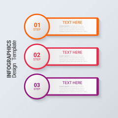 Three steps infographics. 3d Modern business template.