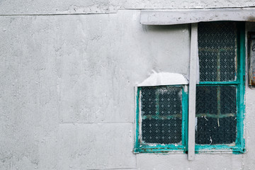 Vintage style wall and glass window in Tai o fishing village, HongKong