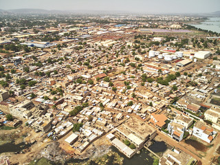 Aerial Drone view of niarela Quizambougou Niger Bamako Mali