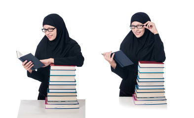 Young muslim female student with books
