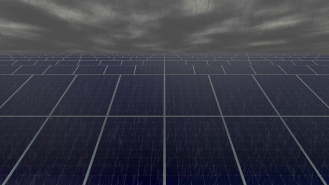 solar panels do not work because of rain, trouble for renewable energy industry concept