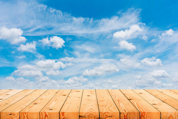 Wood perspective planks with bluesky background.