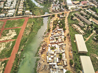 Aerial Drone view of niarela Quizambougou Niger Bamako Mali