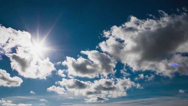 Time Lapse of the Blue Sky with the Sun & Clouds