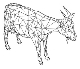 Goat polygonal lines illustration. Abstract vector goat on the white background