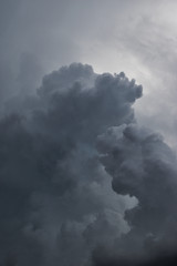 Gray cloud hunk formations on tropical sky , Nimbus moving , Abstract background from natural phenomenon
