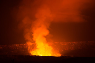 Lava smoke view of Halemaumau Crater at Kilauea Volcano, Hawaii Volcanoes National Park, Island of Hawaii © Laura M Parent