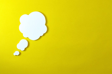 cloud text bubble on yellow background