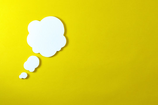 cloud text bubble on yellow background