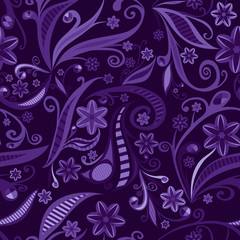 floral pattern. vector seamless pattern. violet background with flowers