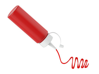 Plastic sauce bottle Isolated on white background, 3D rendering