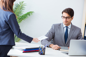 Businessman in unethical business concept with bribe