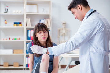 Patient visiting doctor after sustaining sports injury