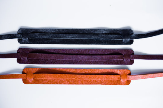 Leather mirrorless camera strap with thread handmade work