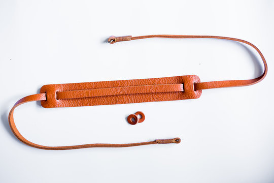 Leather mirrorless camera strap with thread handmade work