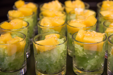 mango and sticky rice with coconut milk.