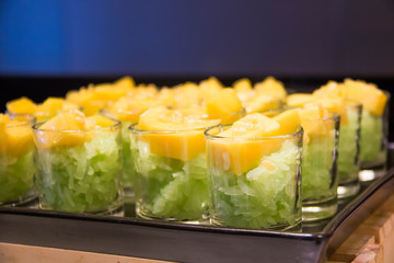  mango and sticky rice with coconut milk.