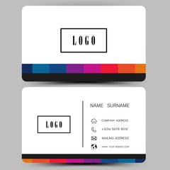 Modern business card design. Black and white color. Vector illustration. 