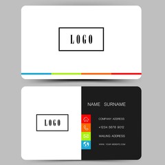 Modern business card design. Black and white color. Vector illustration. 