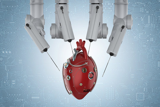 Robot Surgery With Robotic Heart.