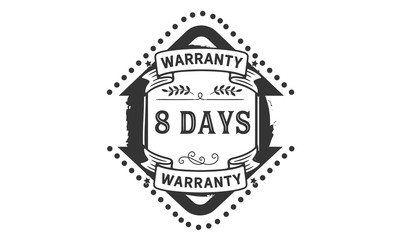 8 days black warranty icon stamp