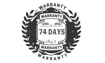 74 days black warranty icon stamp