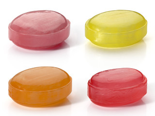 Fruit caramel, hard sugar candies, boiled sweets
