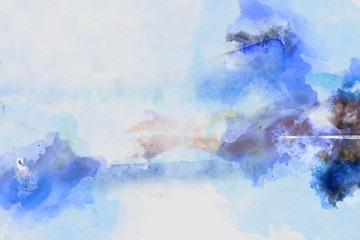 Digital abstract painting in blue shades