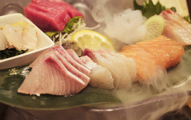 Fresh assorted sashimi set in Japan.