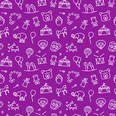 Circus seamless background in linear style