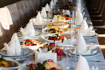 Different salads served at the celebratory table.