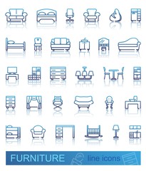 Line furniture icons set