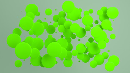 Green discs of random size on white background