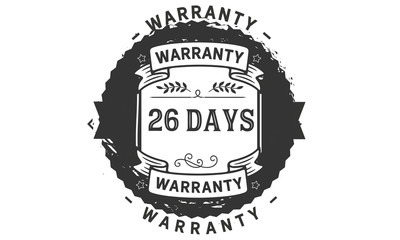 26 days warranty icon stamp