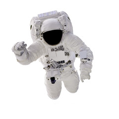 Astronaut in spacesuit close up isolated on white background. Spaceman in outer space. Elements of this image furnished by NASA