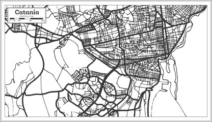 Catania Italy City Map in Retro Style. Outline Map.