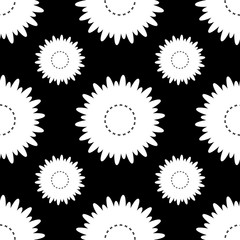 seamless black and white pattern of silhouettes of flowers